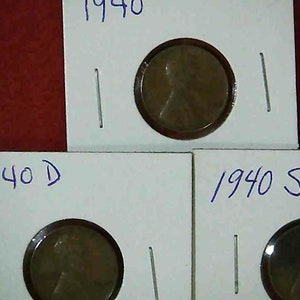 1940 plaine, D et S Lincoln Cent ensemble de menthe