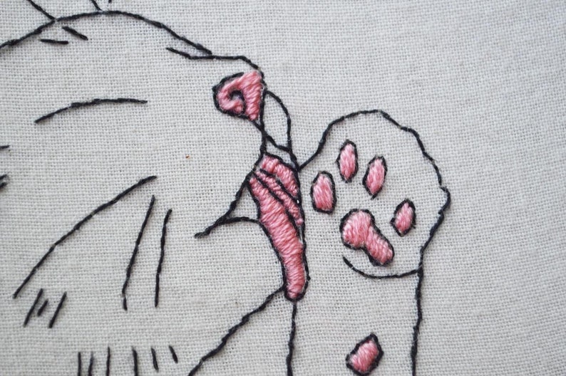 Cat Embroidery Pattern / Beginner Embroidery Pattern / Funny Etsy