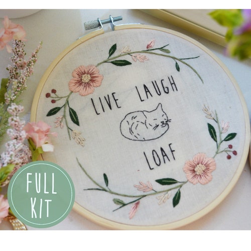 Cat Heart Hand Embroidery Pattern Funny Cute DIY Valentines Etsy Canada