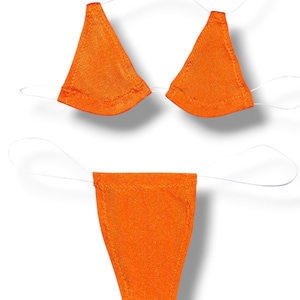 Orange Microkini Dancewear : Minimal Coverage Bikini Set (XS-S)
