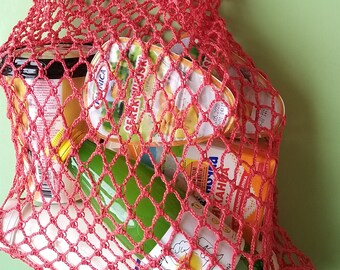 Handmade Reusable Mesh Net String Bag. Eco-friendly crouched bag. 100 % cotton.