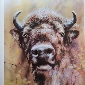 Vintage ansichtkaart "Bizon". Kunstenaar A. Isakov (Moskou, 1989)