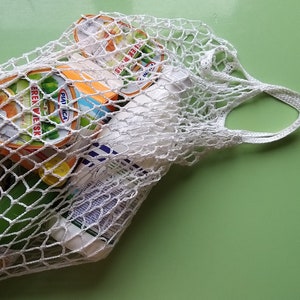 Handmade Reusable Mesh Net String Bag. Eco-friendly crouched bag. 100 % cotton.