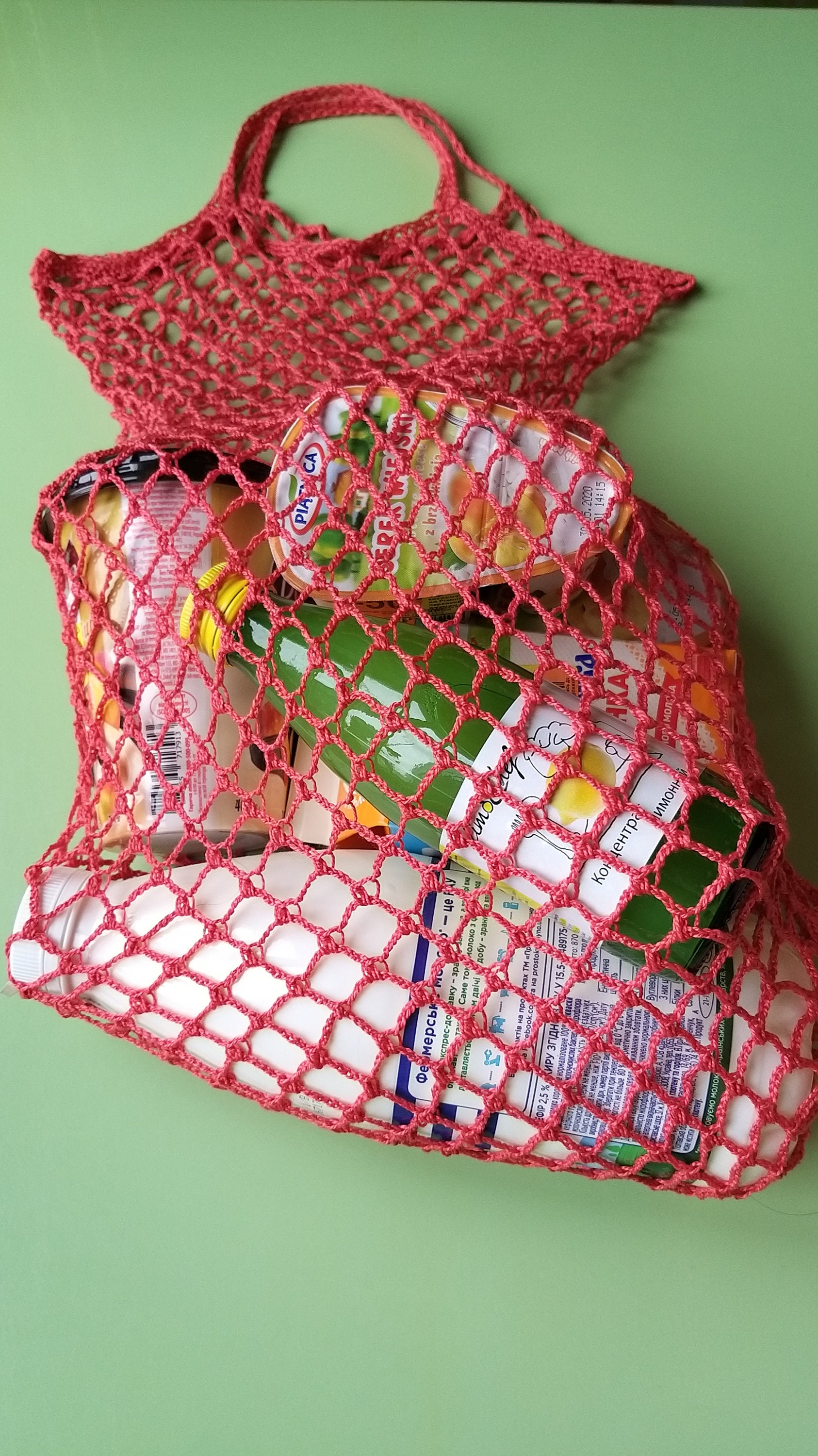 Handmade Reusable Mesh Net String Bag. Ecofriendly Crouched Bag. 100 