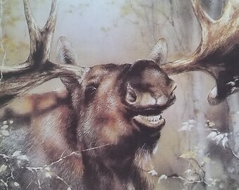 Vintage postcard "Moose". Artist A. Isakov (Moscow, 1989)
