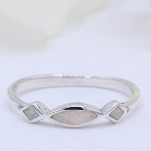 3.5mm 3 Stein Marquise Lab Weißer Opal Lab Blauer Opal Statement Daumen Ring Massiv 925 Sterling Silber Neues Design Mode Geschenk Türkis