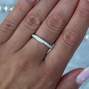 Opal Eternity Band Ring: 925 Sterling Silver Promise Ring