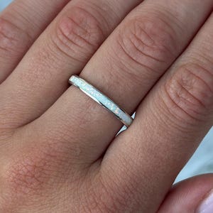 3mm Wedding Band Lab White Opal 925 Sterling Silver Thumb Ring Opal Band Pink Opal Blue Opal White Opal