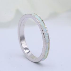 3mm Wedding Band Lab White Opal 925 Sterling Silver Thumb Ring Opal Band Pink Opal Blue Opal White Opal