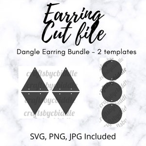 Dangle Earring Bundle, Earring Template Bundle, SVG,PNG,JPG Cut Files