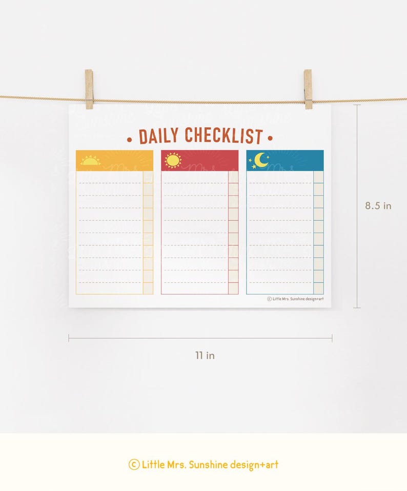 Editable Kids Daily Checklist | Homeschool Printable (digital Download ...