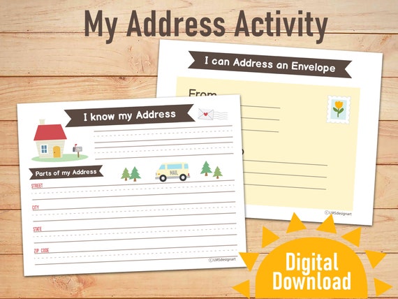 Address activity for kids I know my Address worksheet | Etsy