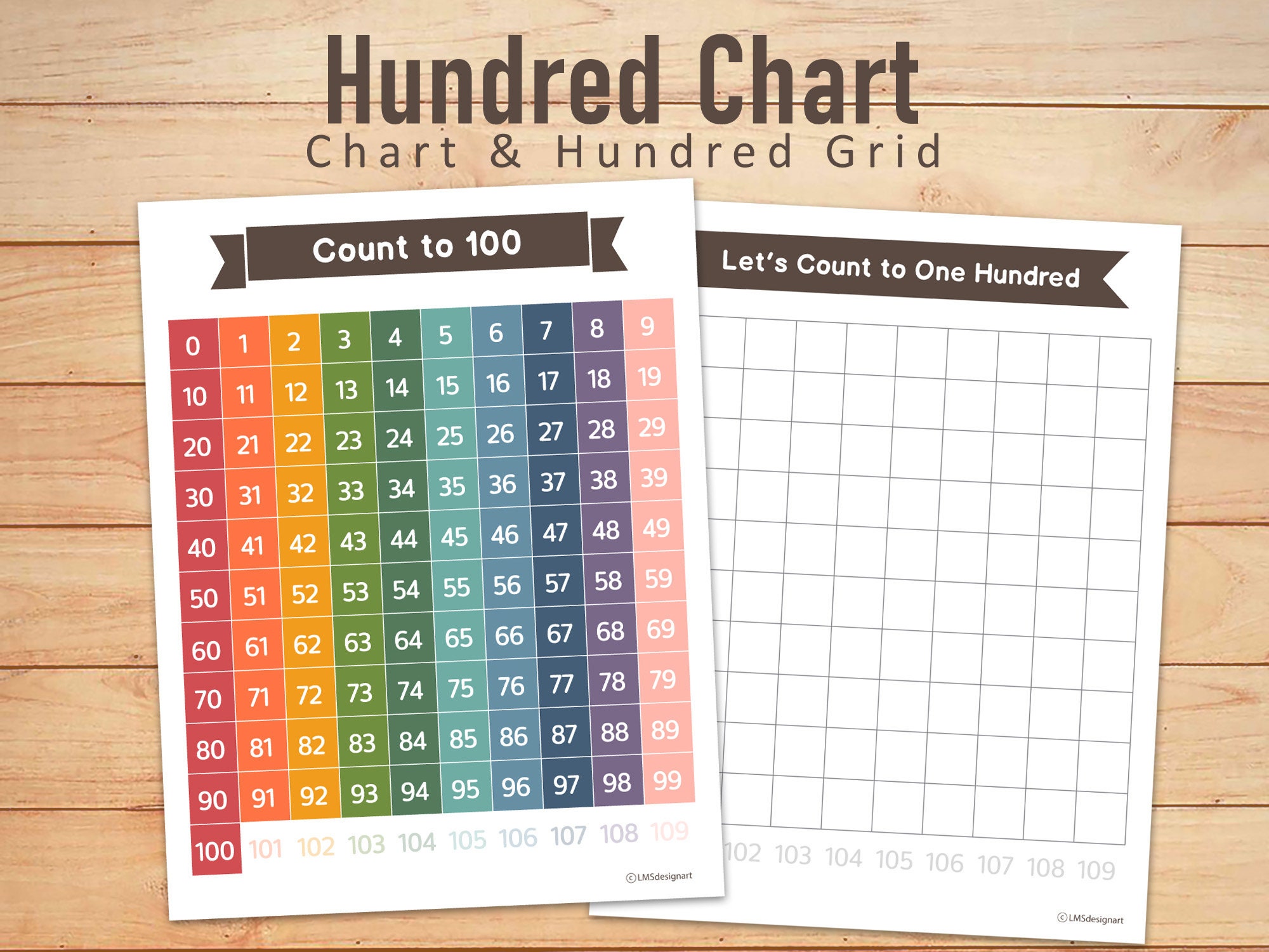 hundred chart blank hundreds chart printable 100 square etsy