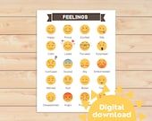 Feelings Chart for Kids | Emoji Emotions Poster, Homeschool Decor (Digital Download)
