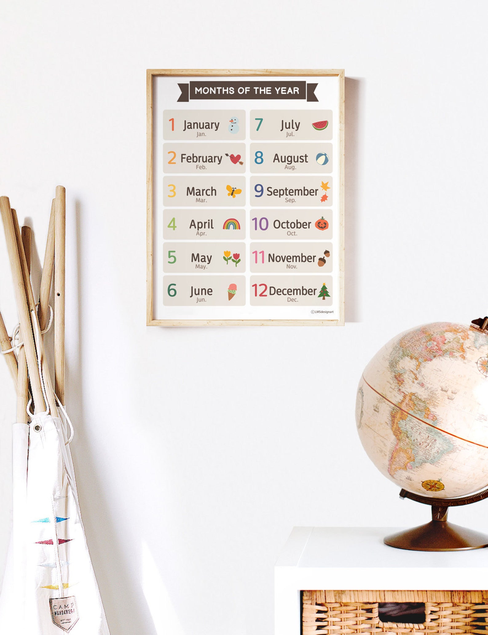 Months of the Year Chart for Kids | Homeschool Decor (digital Download ...