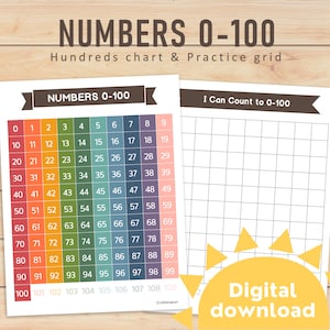 Tabla de centenas / Tabla de centenas en blanco / Cuadrícula de 100 cuadrados imprimible / Tabla de centenas imprimible / Conteo salteado / Hojas de trabajo de matemáticas para educación en el hogar / Matemáticas