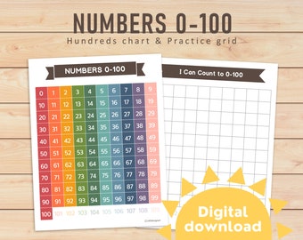 hundreds chart blank hundreds chart printable 100 square etsy