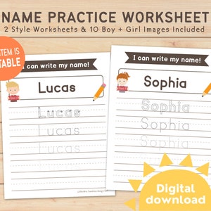 Personalized Name Practice Worksheet for Kids | Custom Name Tracing Sheet | Printable Handwriting First and Last Name | I Can Write My Name