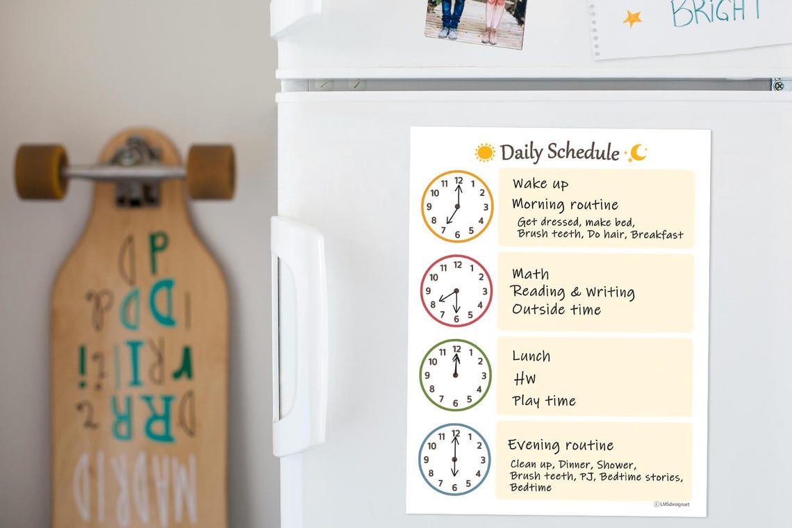 Kids Daily Schedule Chart | Homeschool Time Management (digital ...