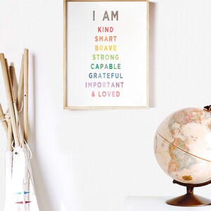 Daily Affirmations Poster for Kids Printable | Rainbow Color I AM ...