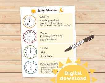 Kids daily schedule chart | Scheduling your day | Daily timetable for kids | time management skills | Homeschool management | learning time