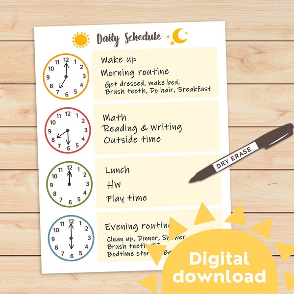 Kids daily schedule chart | Scheduling your day | Daily timetable for kids | time management skills | Homeschool management | learning time