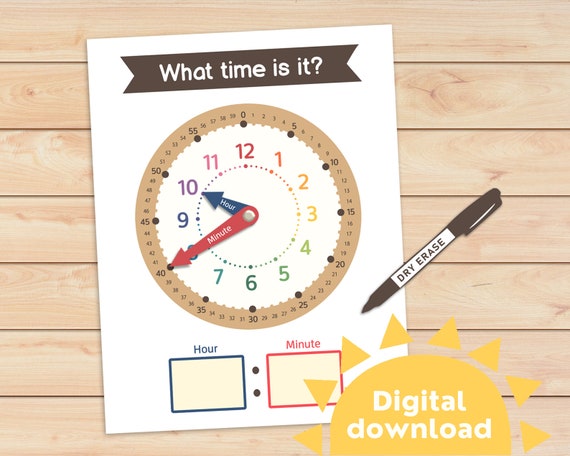 Reloj de aprendizaje de tiempo imprimible Aprender a decir la hora para jardin de infantes Juego de decir la hora para PreK escuela en el hogar aprendizaje temprano imprimible Etsy Espana