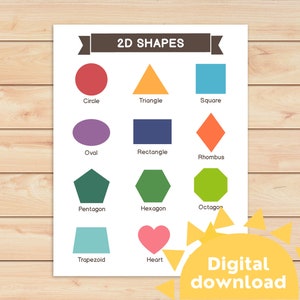 2D shapes for kindergarten | list of geometric shapes | printable 2D shapes poster | 2D shapes printable | name 2d shapes | montessori