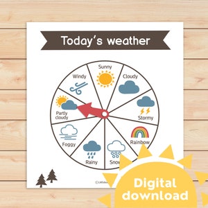 Rueda del clima / Aprender el clima para niños de jardín de infantes / Actividades climáticas para el aprendizaje en el hogar / Rueda del clima Montessori / Comprender el clima