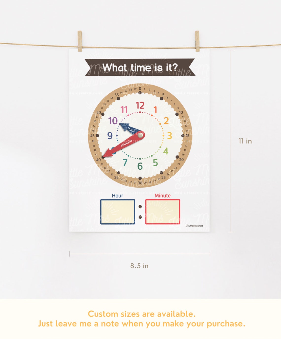 Printable Time Learning Clock Learn to Tell Time for - Etsy