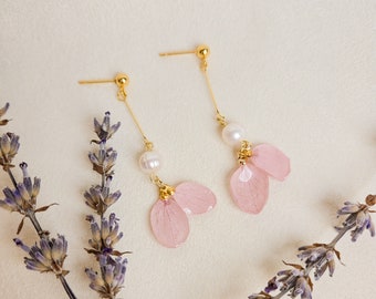 Hydrangea flower petal earrings, real flower earring