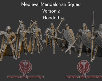 Medieval Mandalorian Squad Version 2 - Legion Scale - Warhammer - wargaming