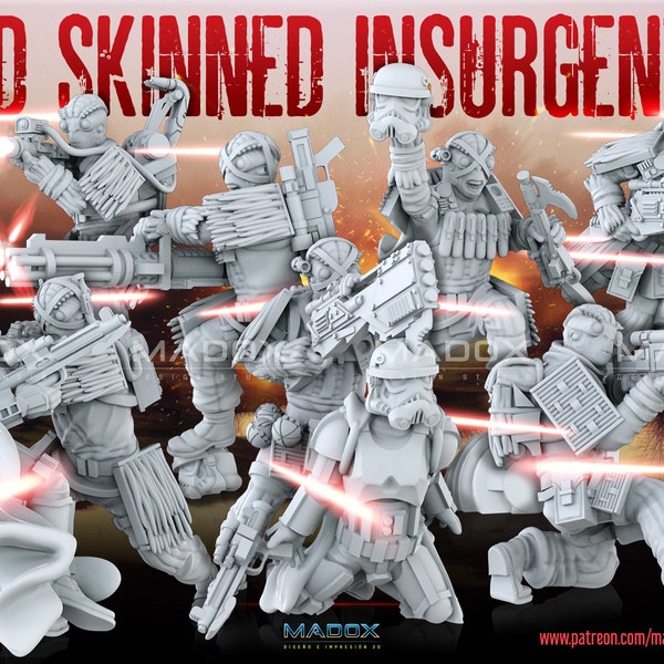 Red Skinned Insurgents Squad - Unipart or Multipart Options - Legion Scale - Madox 3D