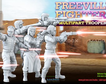 Freeville Fighters - Multipart 5 Man Squad - Legion Scale - Madox 3D