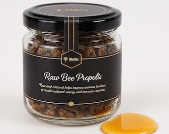 Propolis d&#39;abeille crue dans un bocal en verre | Récolte pure et naturelle 2025 | Prêt-à-offrir | Biologique non transformé | Cadeau naturel unique de 3,5 oz/100 g de Lituanie