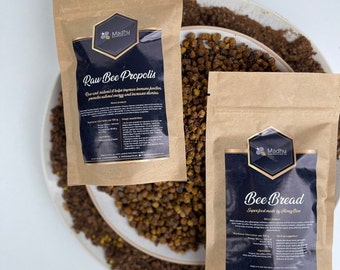 Set of Raw Bee Propolis and Natural Bee Bread in Paper Bag / 100% Pure, Fresh, Raw Bee Bread and High Quality Bee Propolis – 2025 Super food