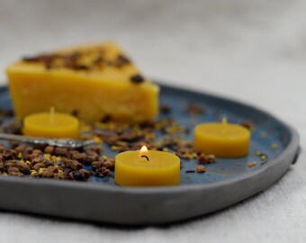 Organic Yellow Beeswax Tealight Candles: Homemade, Honey-Scented