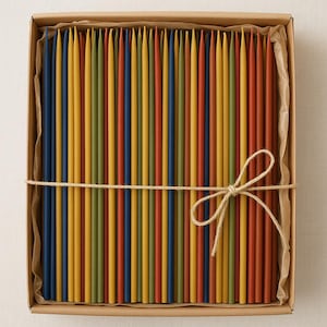 Set of Handmade Beeswax Taper Candles - 100% Natural Organic Unscented Bee Wax Handmade Natural Church, Ritual, Cozy Home Gift Clean Burning