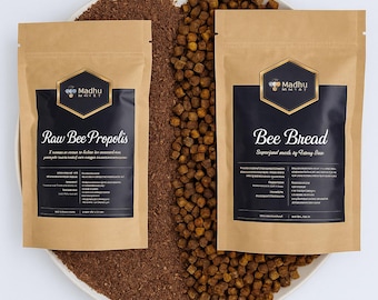Raw Bee Bread & Propolis Duo – 100 proc Natural Superfood | Natural Perga and Unrefined Propolis | Lithuania 2025 Harves