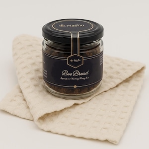 Bee Bread Gift Set with Linen Washcloth – Raw Lithuanian Superfood | 2025 Harvest | Natural Bee Product | Zero Waste Handmade Wellness Gift