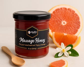 Massage Honey with Pink Grapefruit & Vitamins A and E – Moisturizing Detoxifying Skin Treatment | 250g Natural Spa Jar, sauna | 2025 Harvest