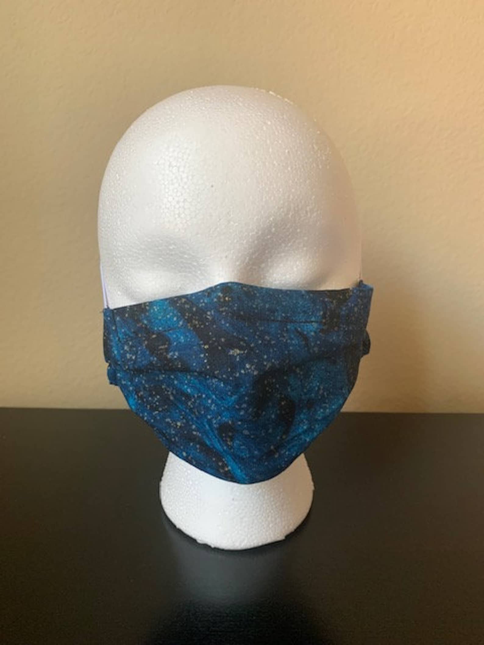 Blue Metallic Face Mask Face Covering Washable Reusable Etsy