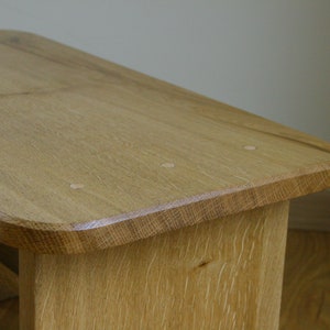 Oak stool made by hand tools only, step stool, solid wood, massive oak image 3