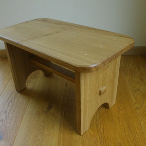 Oak stool made by hand tools only, step stool, solid wood, massive oak image 1