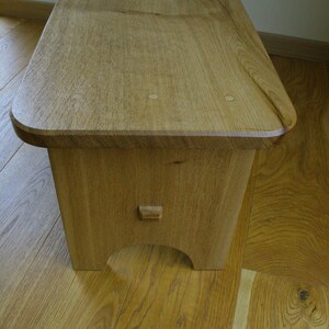 Oak stool made by hand tools only, step stool, solid wood, massive oak image 7