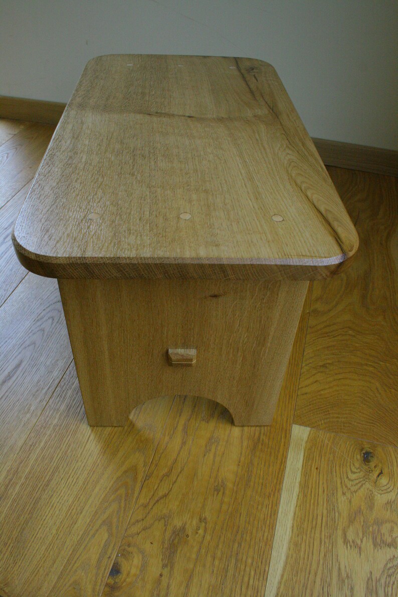 Oak stool made by hand tools only, step stool, solid wood, massive oak image 7