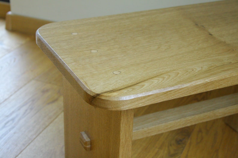 Oak stool made by hand tools only, step stool, solid wood, massive oak image 5