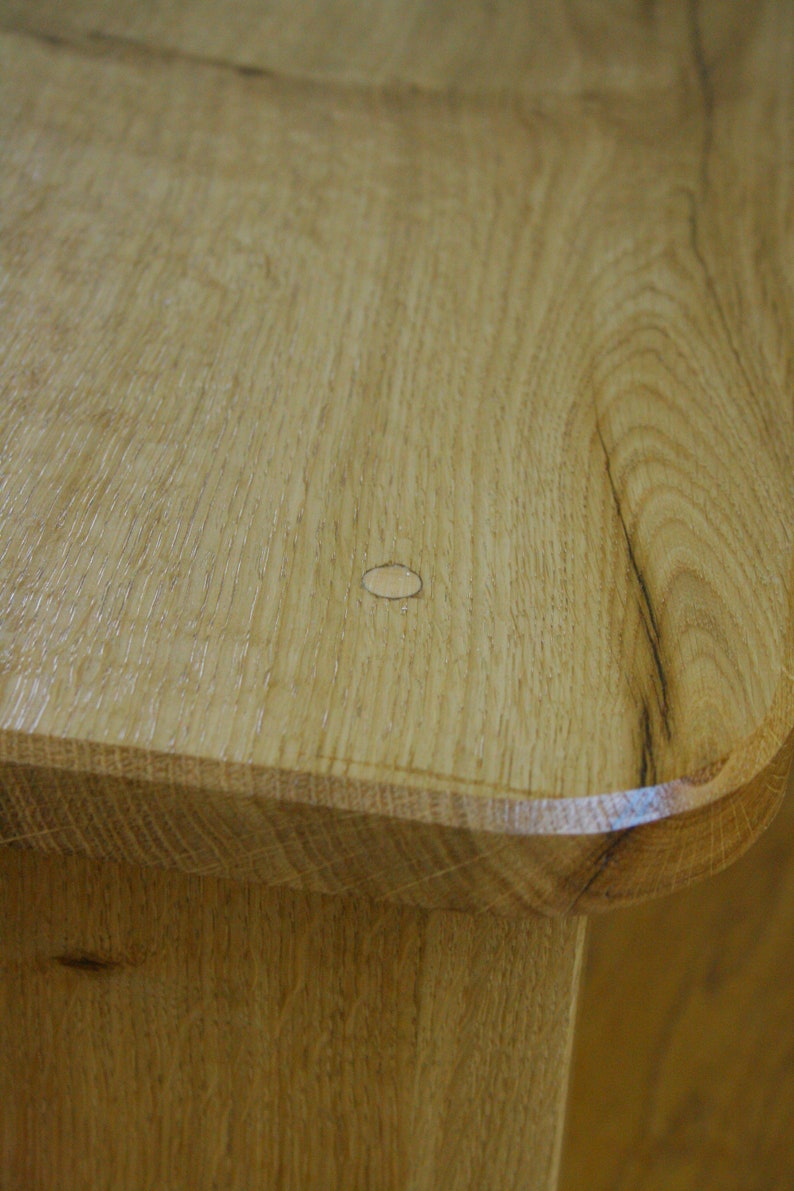 Oak stool made by hand tools only, step stool, solid wood, massive oak image 6