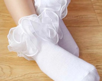 white frilly trainer socks