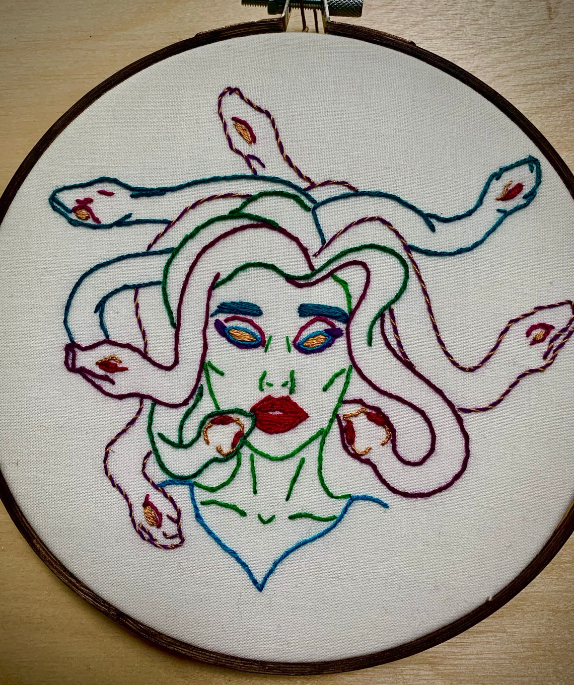Medusa Embroidery Art Greek Mythology Minimalist Medusa | Etsy